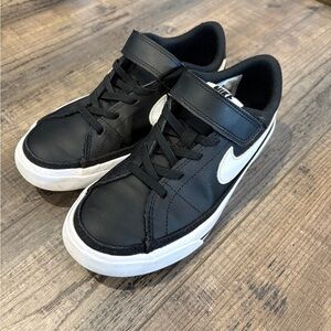 Nike Kids Black Sneaker with White Swoosh and Velcro
